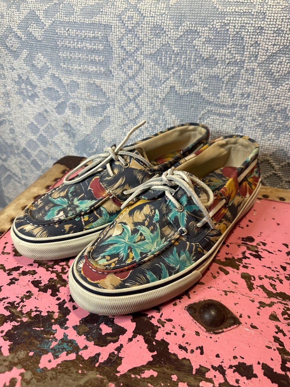SPERRY TOP SIDER Men’s Tropical Print boat shoes sz 12